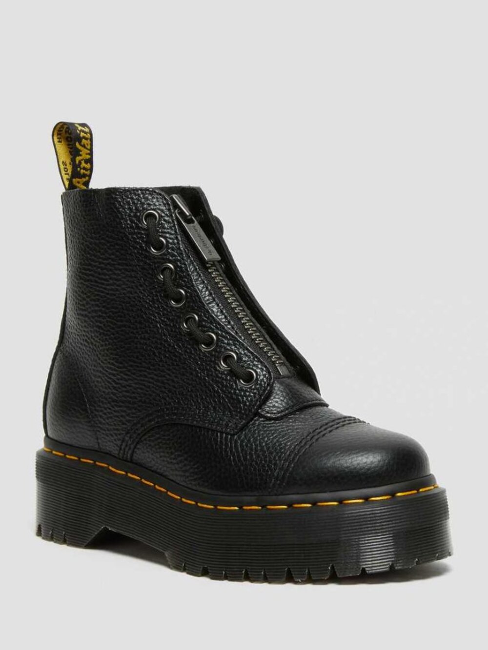 Dr. Martens Women's Black Sinclair Heeled Leather Ankle Moto Boots Size 8